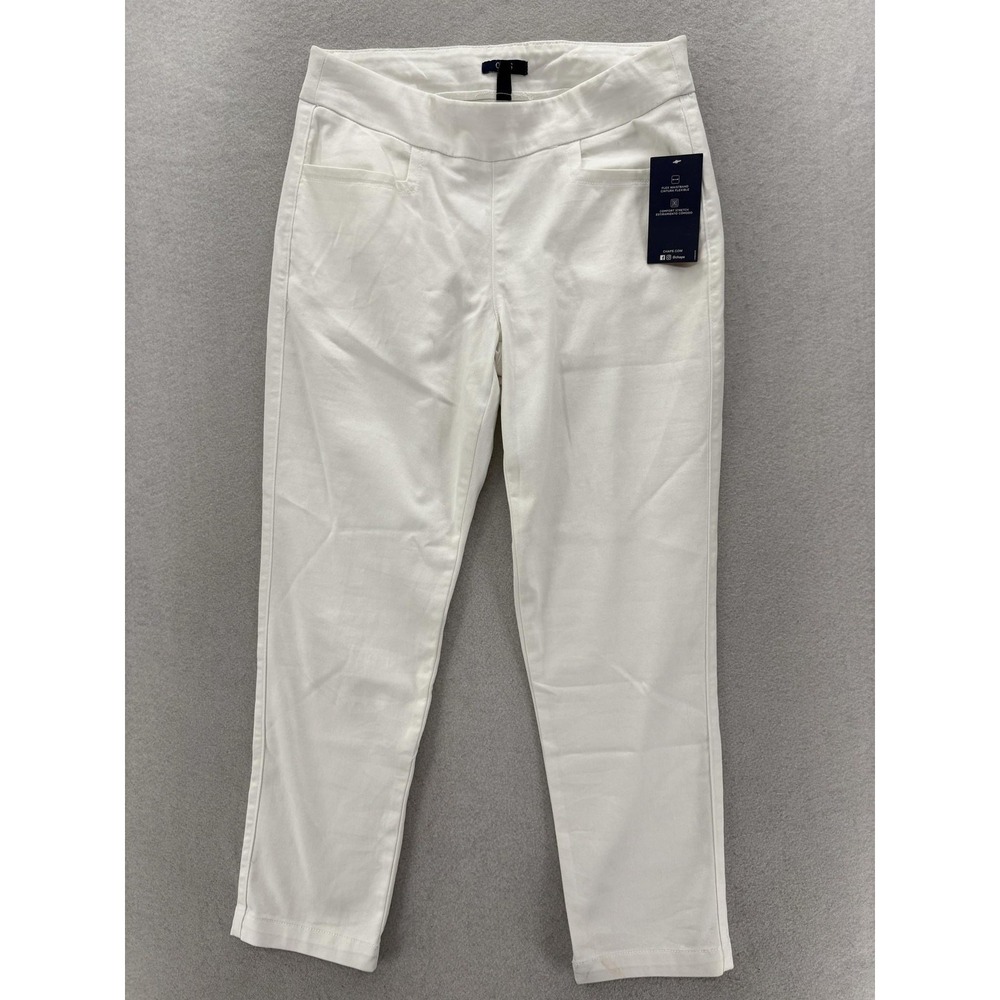 Chaps Ankle Pants Womens Medium White Twill Pull On Slim Leg Stretch Work Career